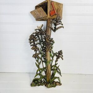 Burwood Product Co Mailbox Wall Hanging MCM Faux‎ Wood Carved Decor Plastic Vtg